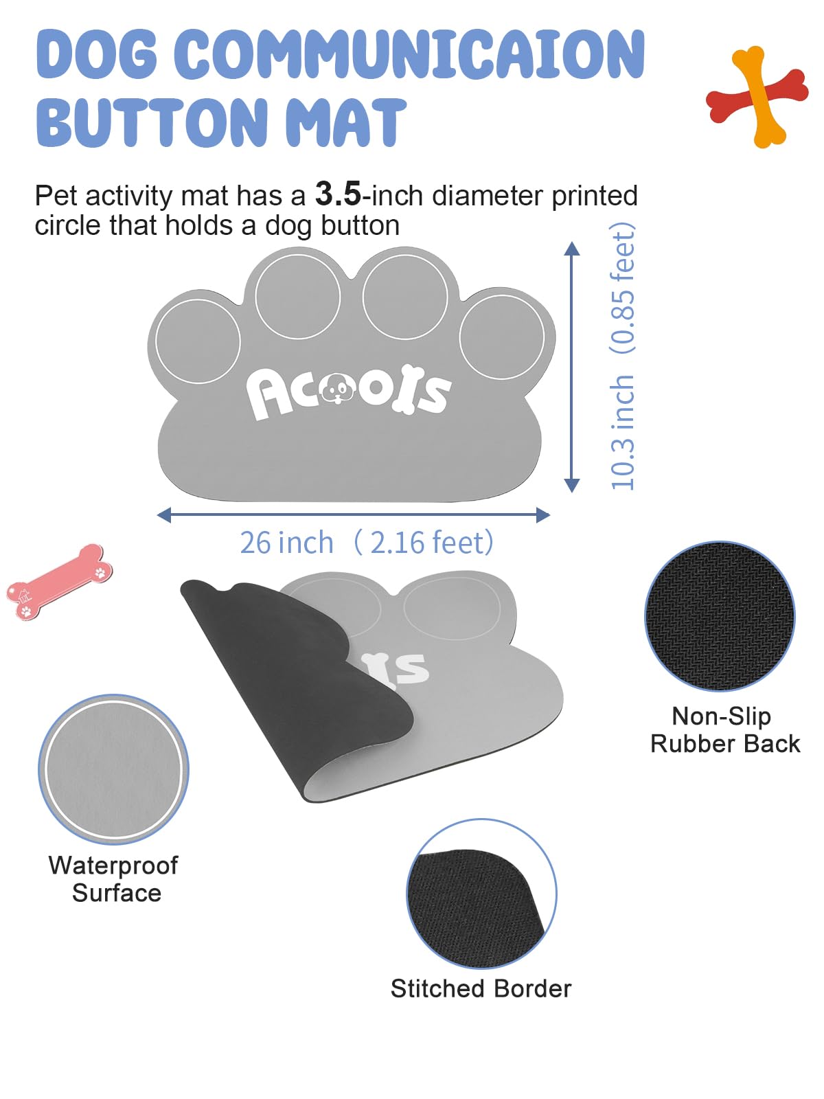 4 Pcs Dog Talking Button Set, Dog Buttons for Communication, 30s Recordable Voice Pet Buzzer Training Buttons, Speaking Button f