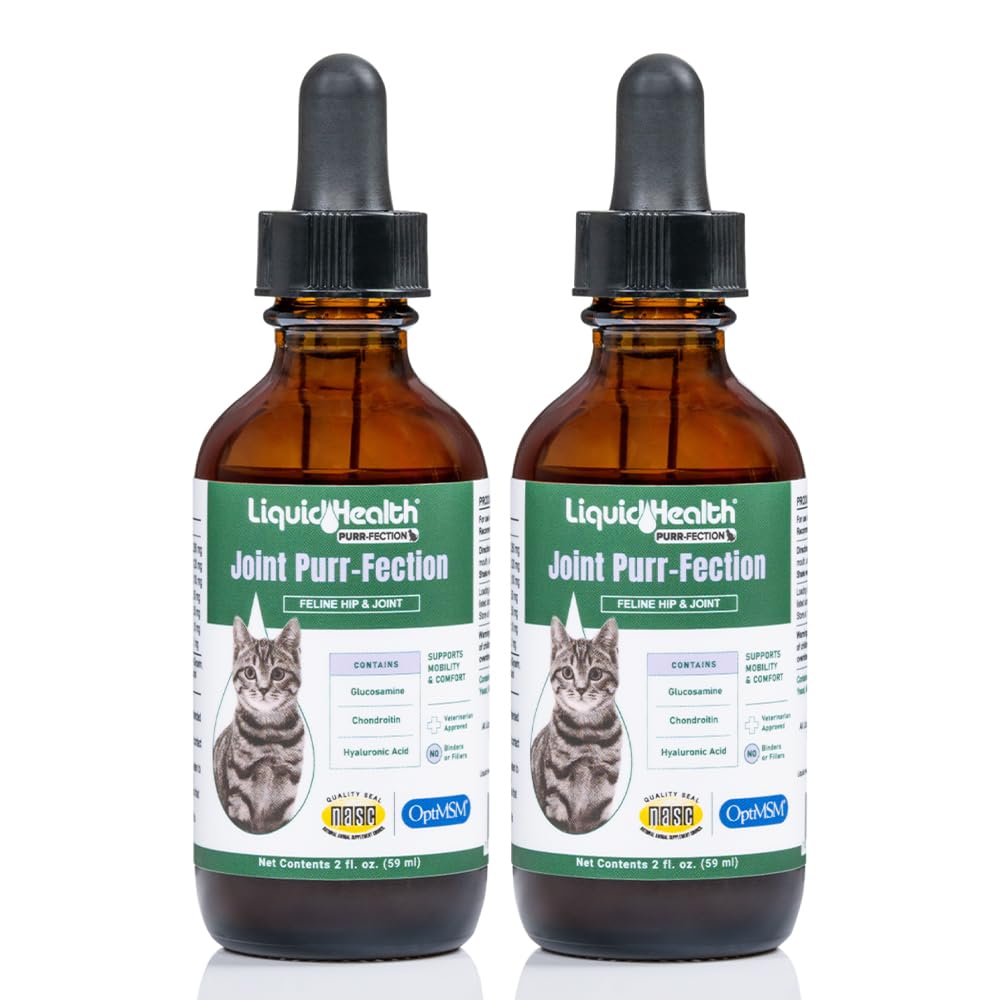 LIQUIDHEALTH Pets Liquid Cat Glucosamine Joint Purr-Fection - Hip & Joint Health Relief Support, Chondroitin Feline Droppers for
