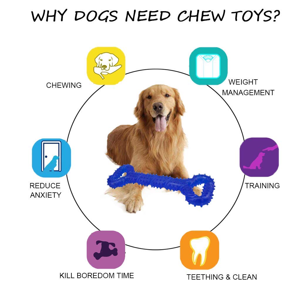 Lechong Durable Dog Chew Toys 13 Inch Bone Shape Extra Large Dog Toys With Convex Design Strong Tug Toy For Aggressive Chewers M