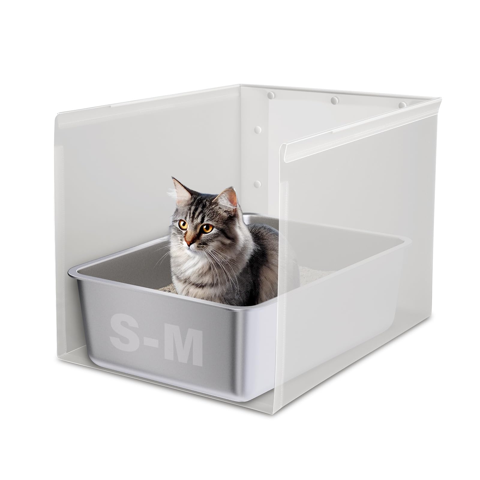 Holintan Litter Box Shield,17.5''X13.7''X13''H Large Litter Box Splash Guard Without Leakage, High Sided Cat Litterbox Pee Shiel