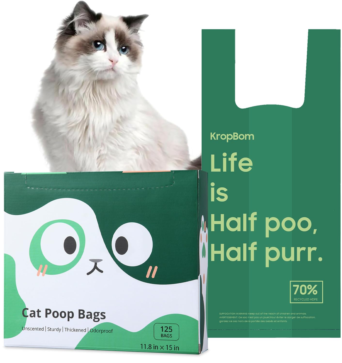 260 Count Cat Poop Bags With Handles, Disposable Litter Bags For Pet Poop, Extra-Thick Kitty Waste Bags Easy Tie Leak-Proof Stre