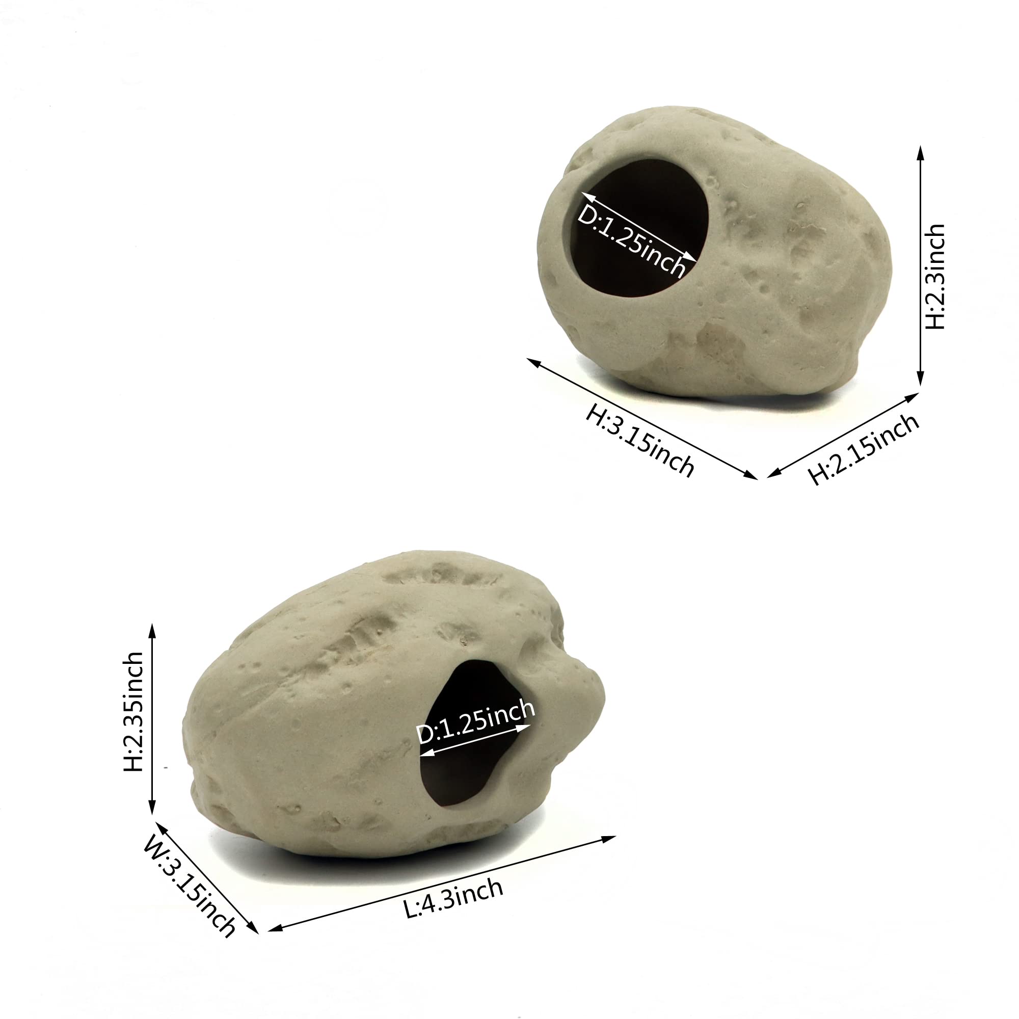 Alegi Aquarium Decoration Rock Caves For Fish Tank, Ceramic Betta Fish Tank Accessories Hideout, Cichlid Stackable Cave Hiding (3 Small & 3 Medium)