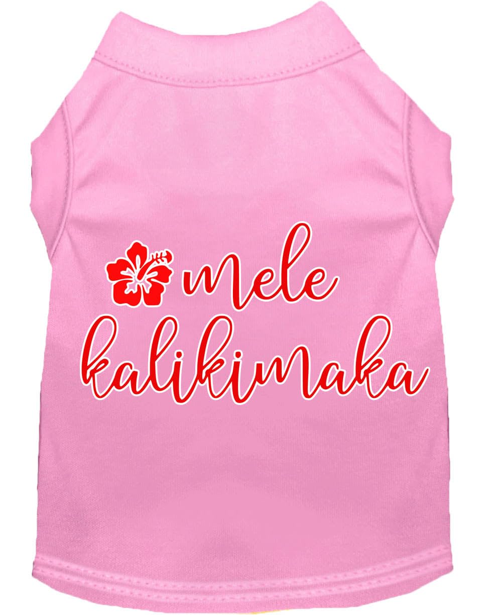 Christmas Pet Dog & Cat Shirt Screen Printed, &quot;Mele Kalikimaka&quot; Light Pink 3XL (25-35 lbs.)