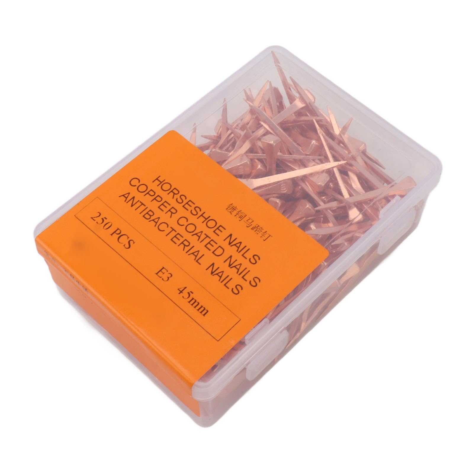 Jauarta 250Pcs Horseshoe Nails Copper Plated Rustproof Equestrian Riding Equipment Pet Supplies (45Mm E3)