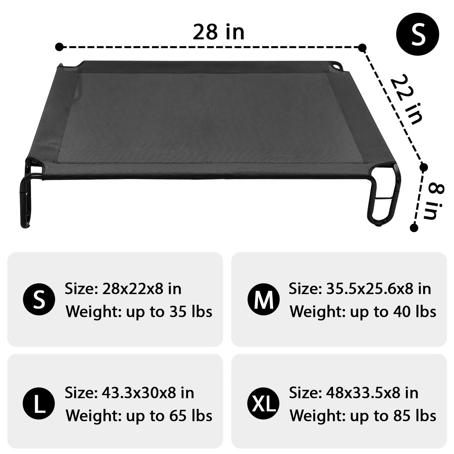Pettycare Elevated Dog Bed Cot, Raised For Large Dogs, No Screws, Stable Frame & Durable Supportive Teslin Recyclable Mesh, Brea