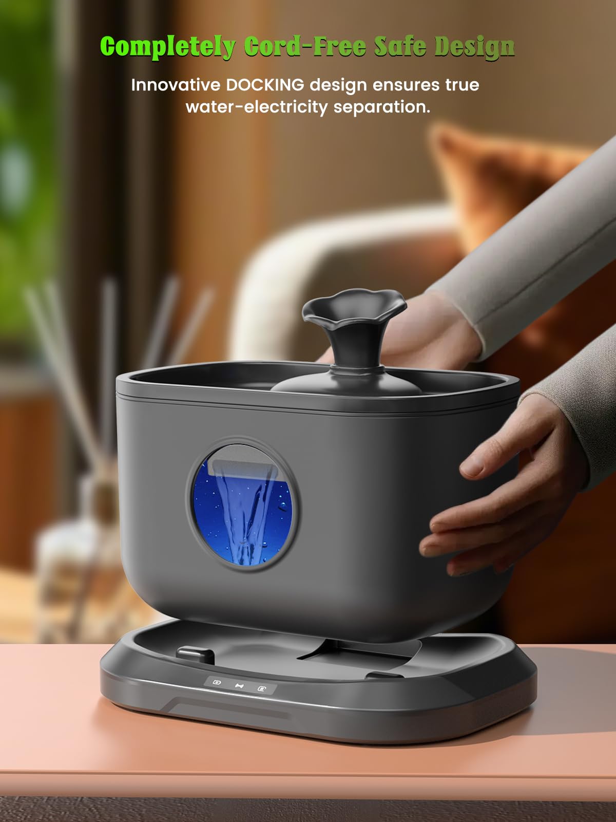 Petlipo Pet Water Fountains for Cats Indoor, Cordless Cat Water Fountain with Wireless Pump, 2.5L/84oz 5000mAh Battery Operated