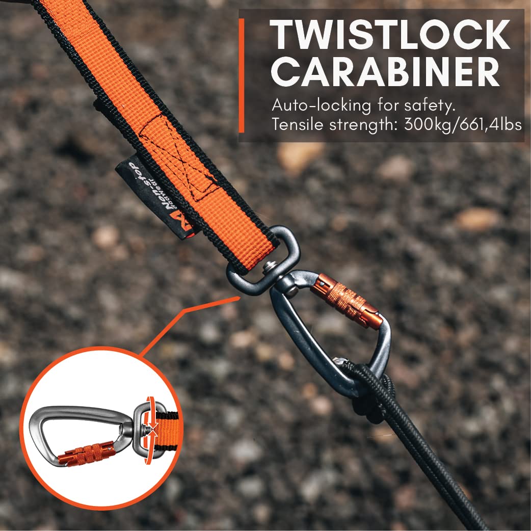 Non-Stop Dogwear Bungee Leash Elastic Dog Leash For Sports Like Running, Biking And Skiing With Dogs, Black/Orange, Size 2.8 M /