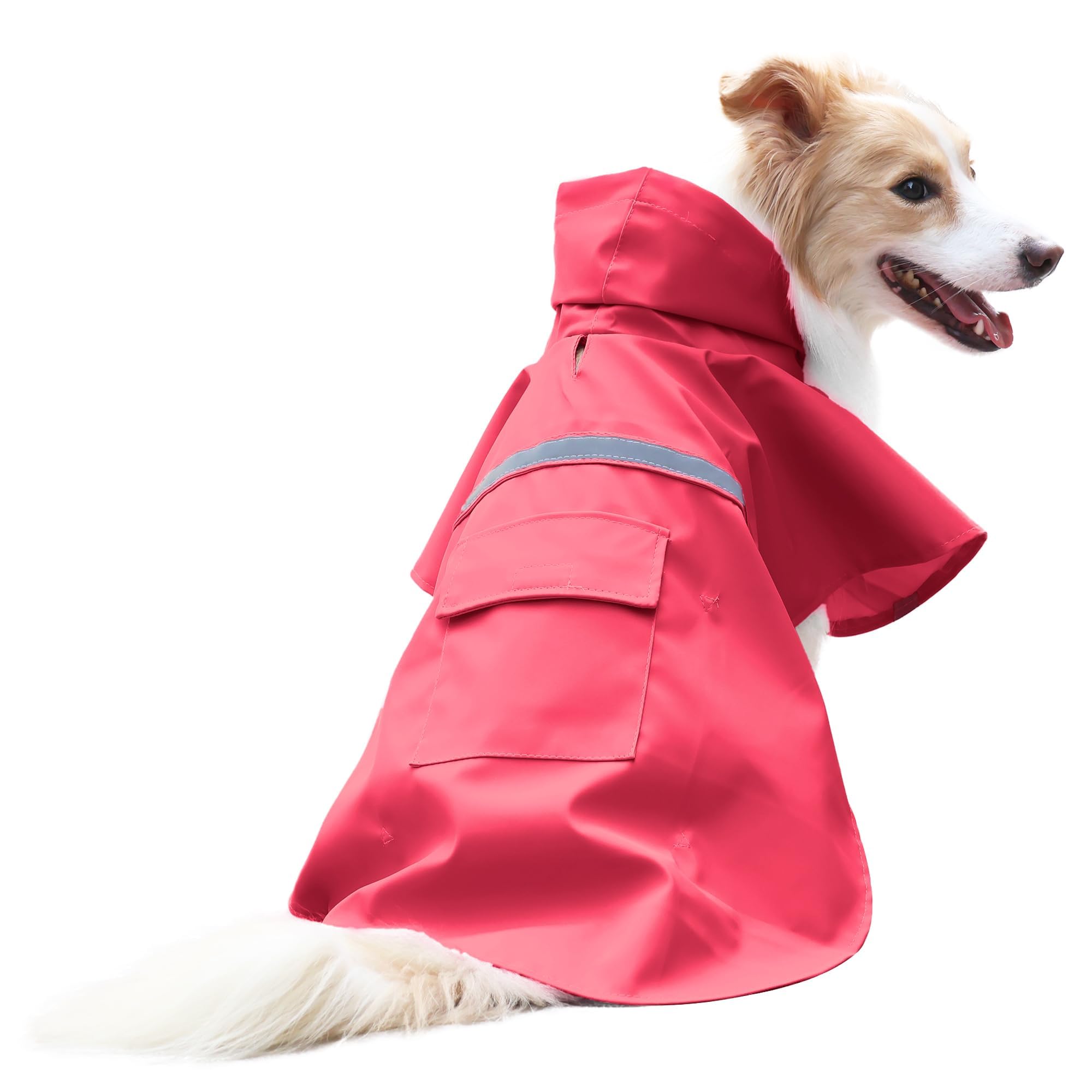 NACOCO Large Dog Raincoat Adjustable Pet Water Proof Clothes Lightweight Rain Jacket Poncho Hoodies with Strip Reflective (XXXL,