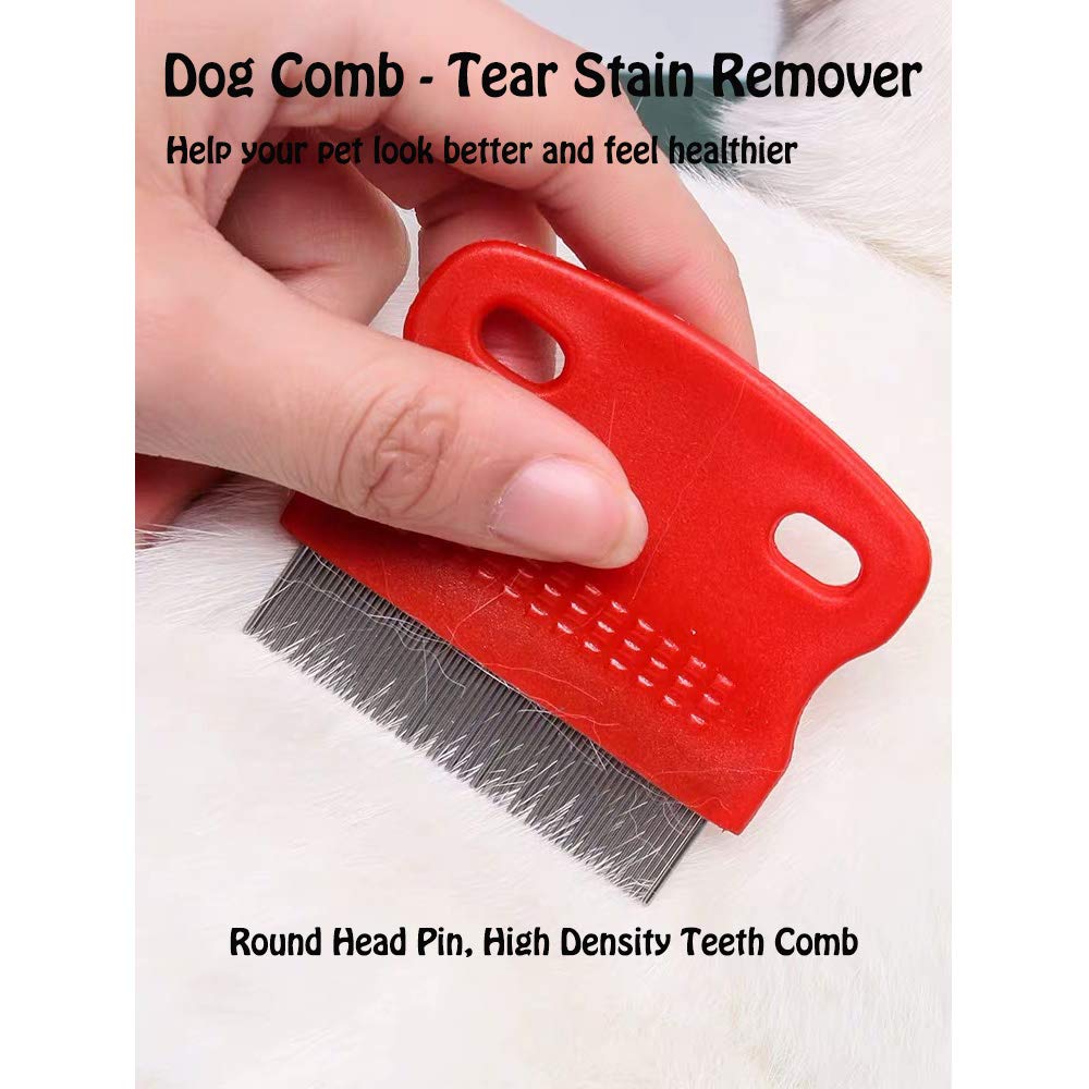 Tunan 7 Pcs Pet Dog Grooming Comb, Metal Head Comb For Long Hair, Dog Tear Stain Remover Combs, Hair Combs Remover For Dogs Cats, Pet Grooming Tool Removes Crust, Mucus And Stains - 5 Types
