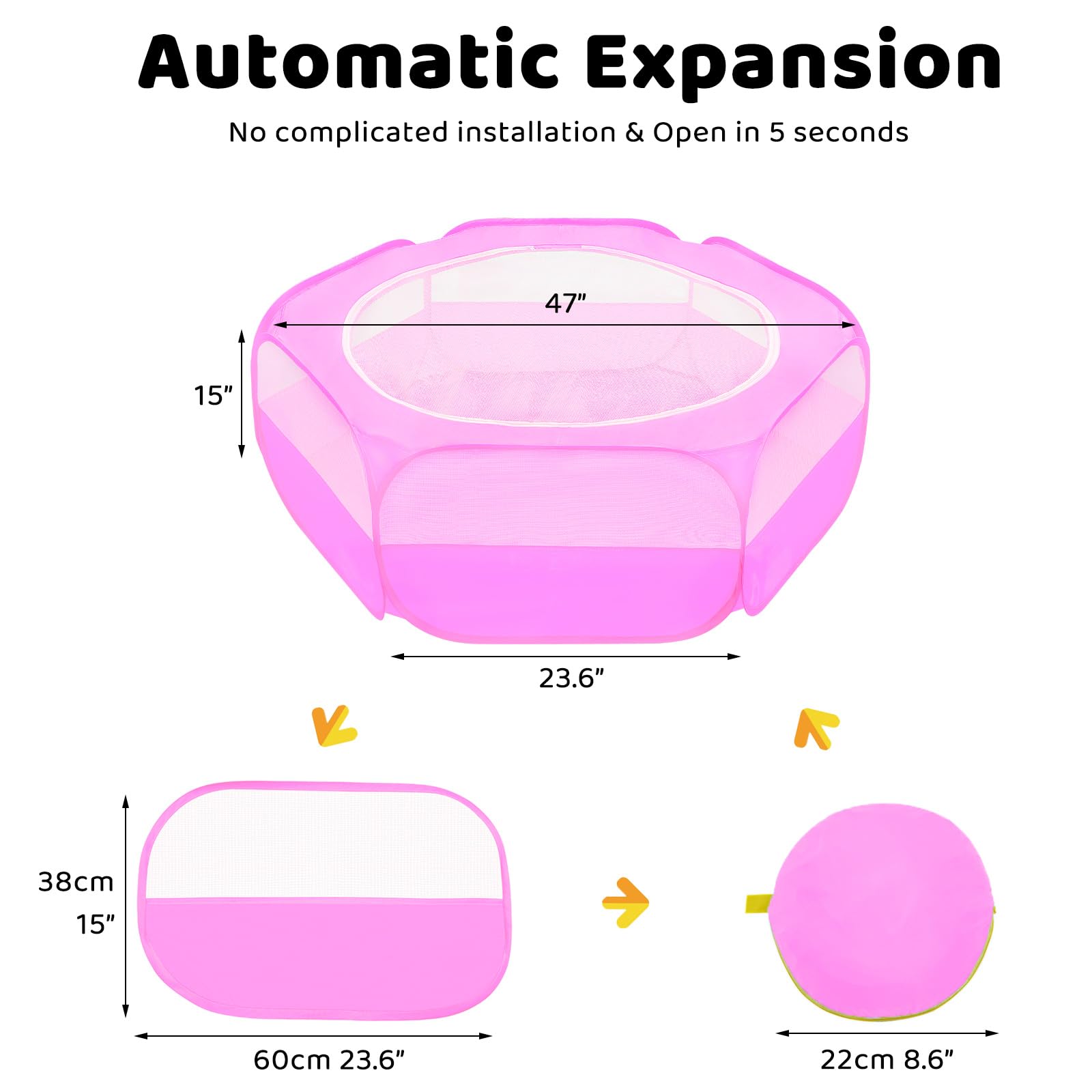 Amakunft Small Animal Pop-Up Playpen with Mesh Cover, 47   x 23.6   x 15   Chicken Brooder Box, Play Pen Indoor Outdoor fo