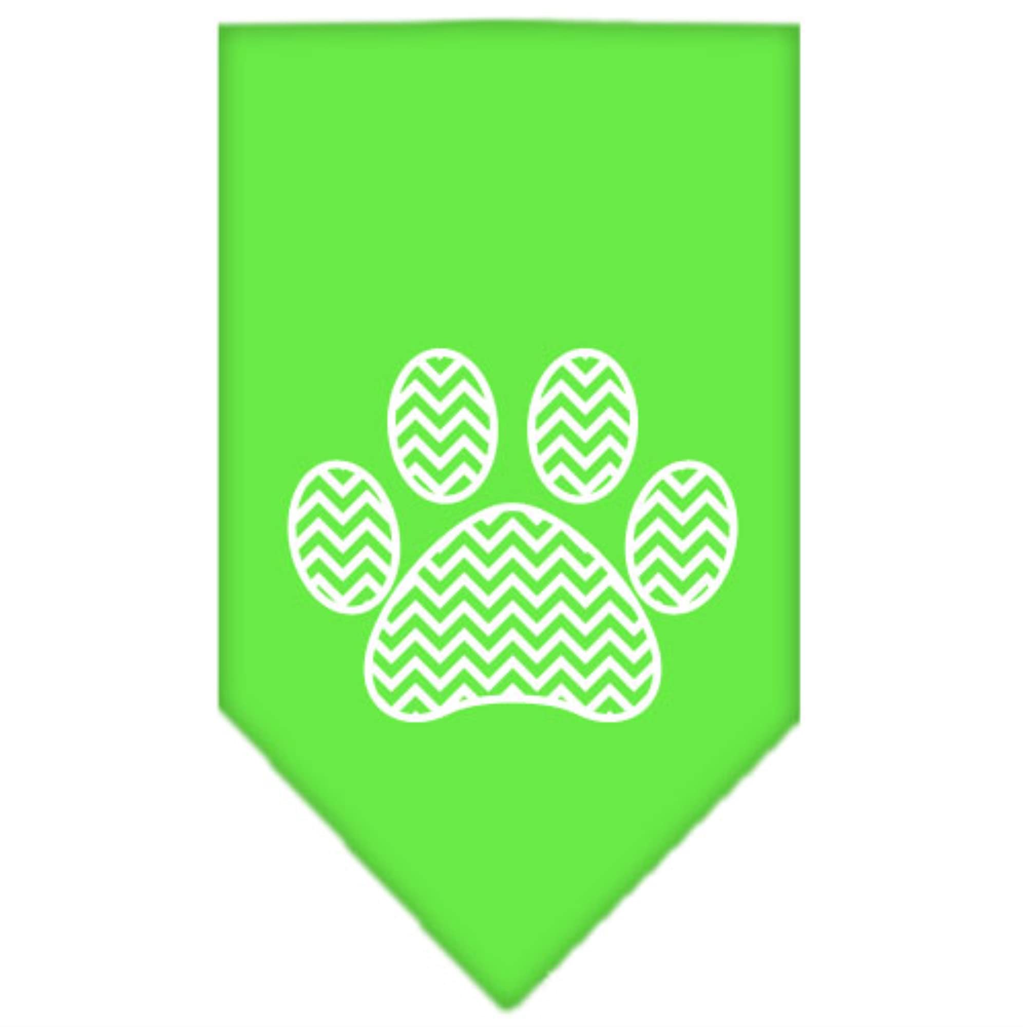 Mirage Pet Products Chevron Paw Screen Print Bandana, Lime Green, Small