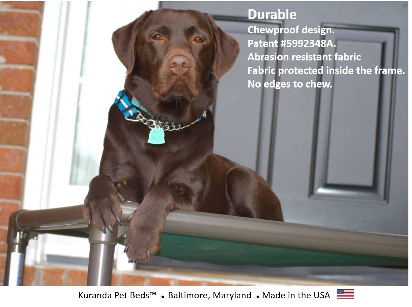 Kuranda Chewproof Dog Bed - Walnut PVC - 25'' x 18'' - Heavy Duty Vinyl - Royal