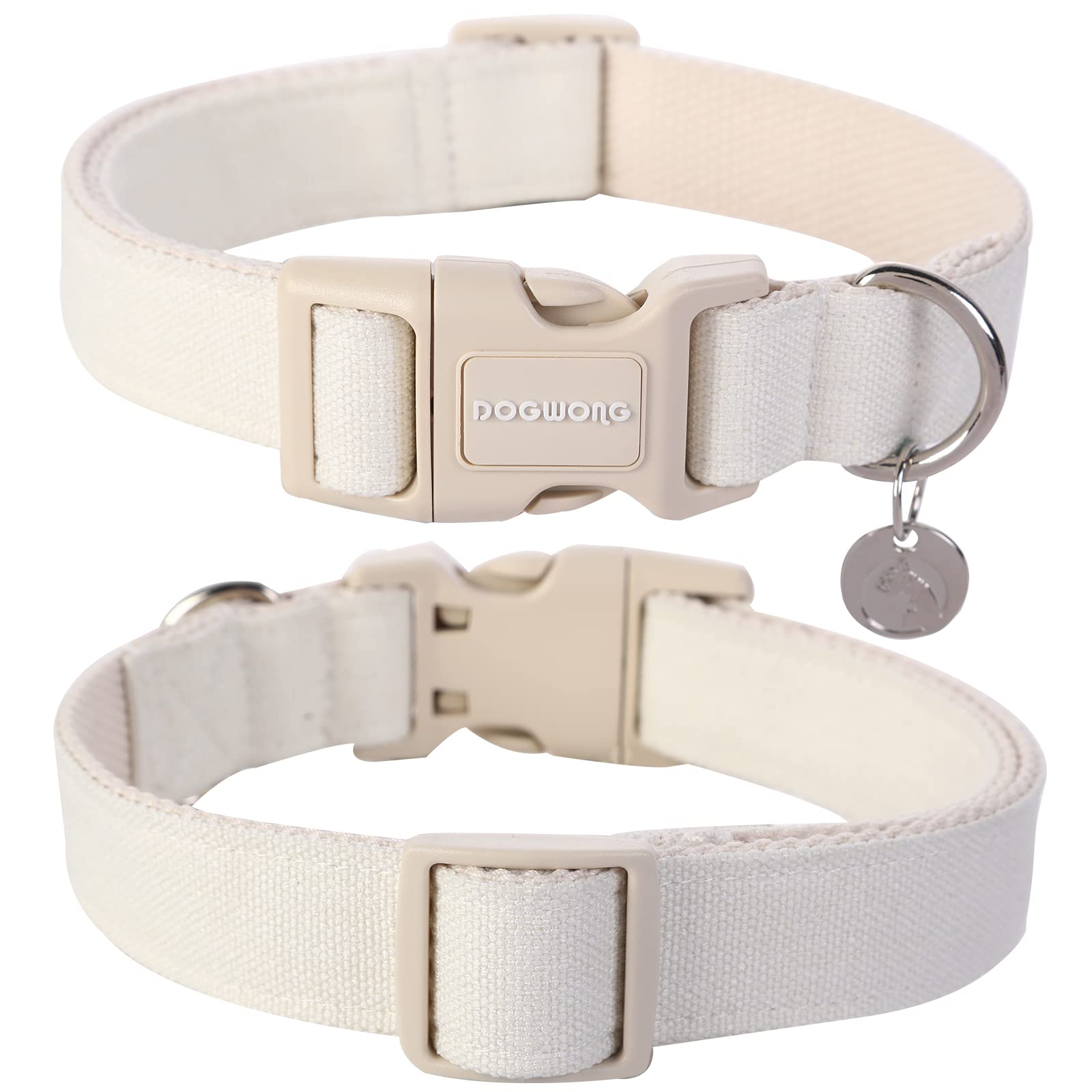 Dogwong Cotton Hemp Dog Collar, Heavy-Duty Adjustable Soft Natural Fabric Pet Collar - Cute Wedding Puppy Necklace For Small To