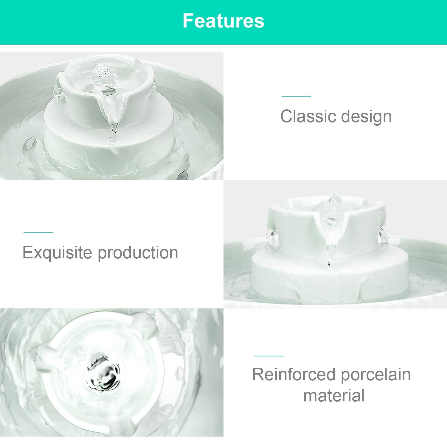 Cupcake Cat Water Fountain Porcelain, Pet Water Fountain for Dog and Cat, Pet Water Dispenser