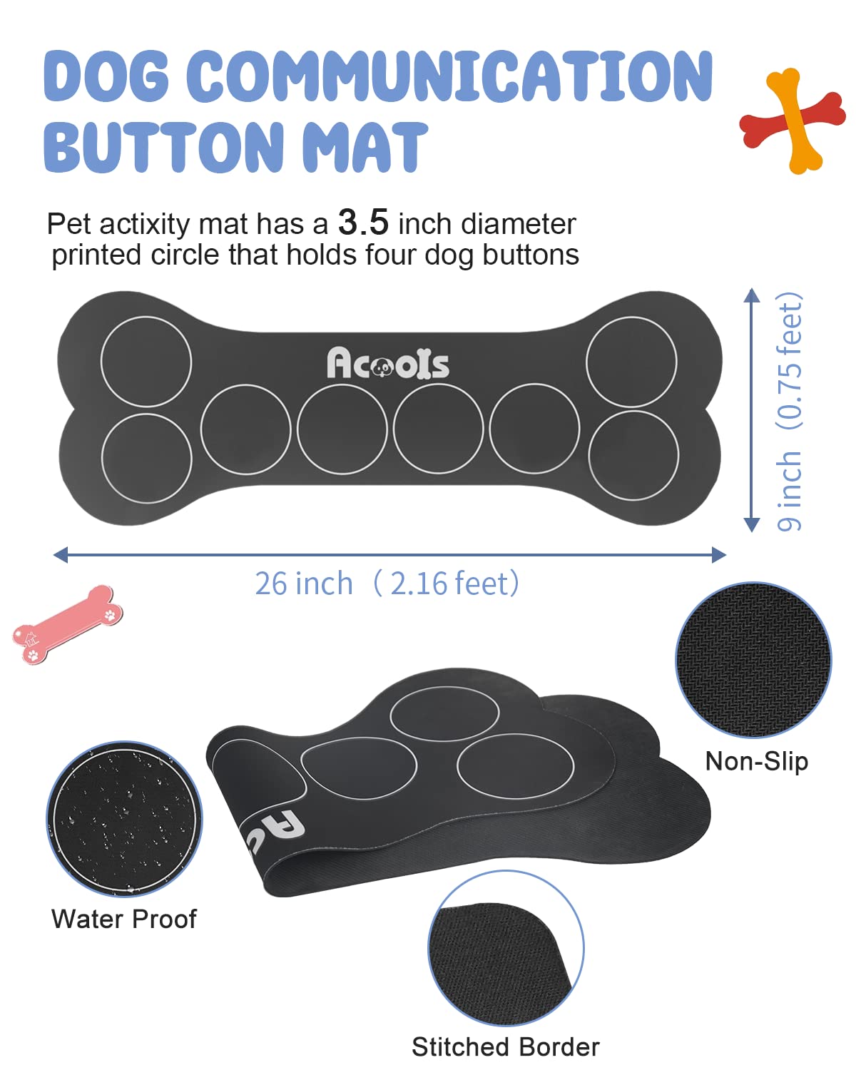 Dog Buttons For Communication, 8 Pcs Dog Talking Button Set, 30S Recordable Voice Pet Buzzer Training Buttons, Speaking Button F
