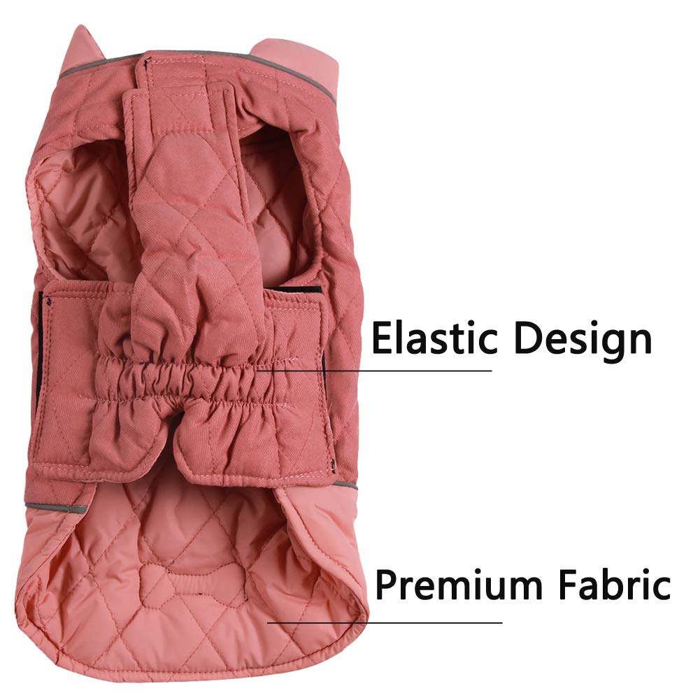 Vecomfy Reversible Dog Coats For Medium Dogs Waterproof Warm Dog Jacket For Cold Winter,Pink L