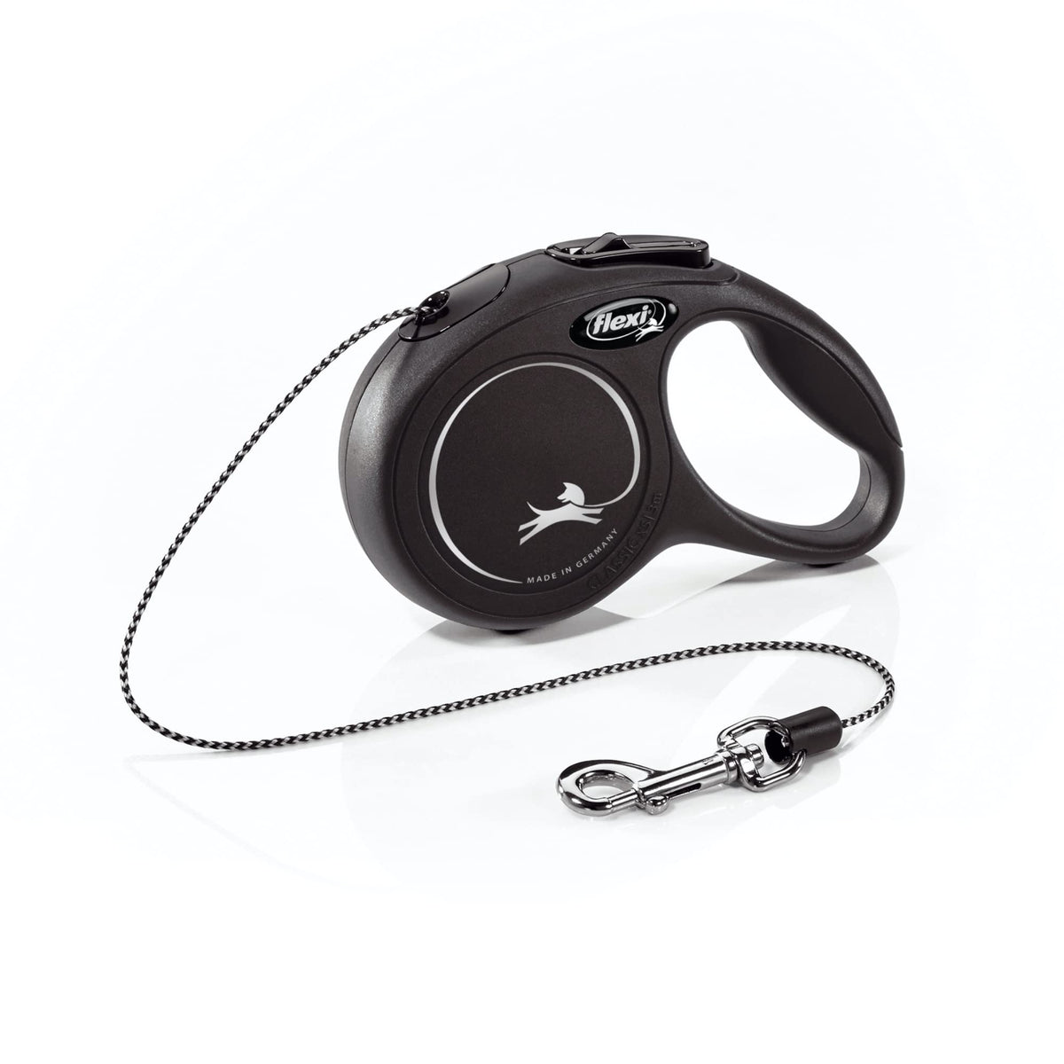Flexi New Classic Retractable Dog Leash (Cord), Ergonomic, Durable And Tangle Free Pet Walking Leash For Dogs Up To 18 Lbs, 10 Ft, Extra Small, Black