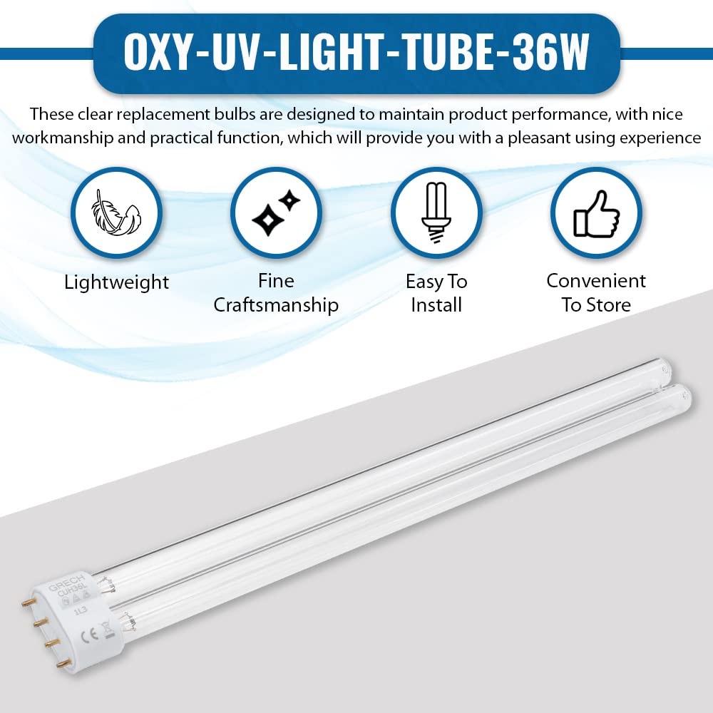 OXYFUL 36W UV 2G11-4 Pin Base Replacement Light Clarifier Lamp Filter for Aquarium Koi Pond Fish Tank Compatible to CUV-336 / CU