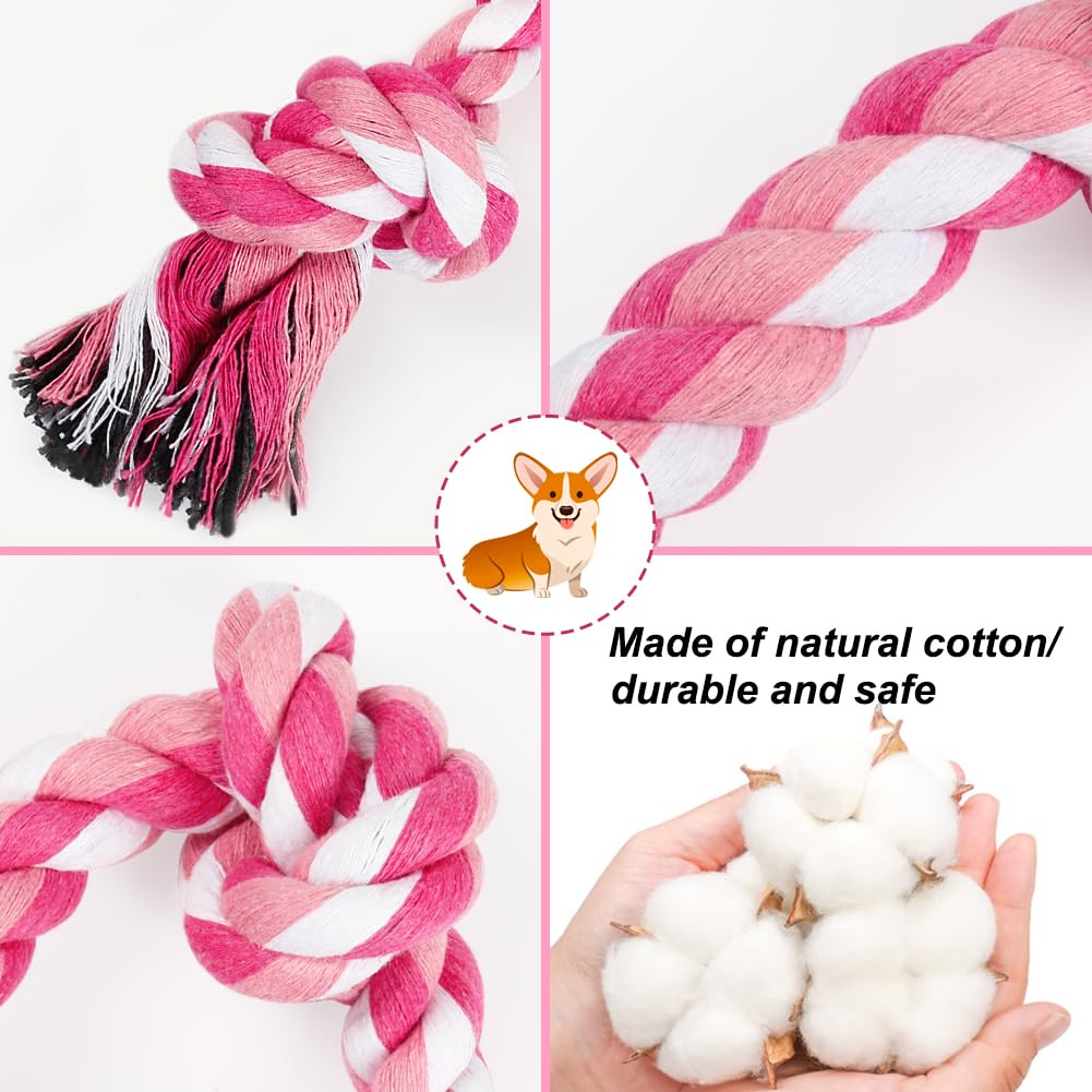 Szee Dog Rope Toy, 14 In 3 Knots Chew Rope For Small Medium Dogs, Natural Cotton Pull Toy For Tug Of War And Teeth Cleaning (Pin