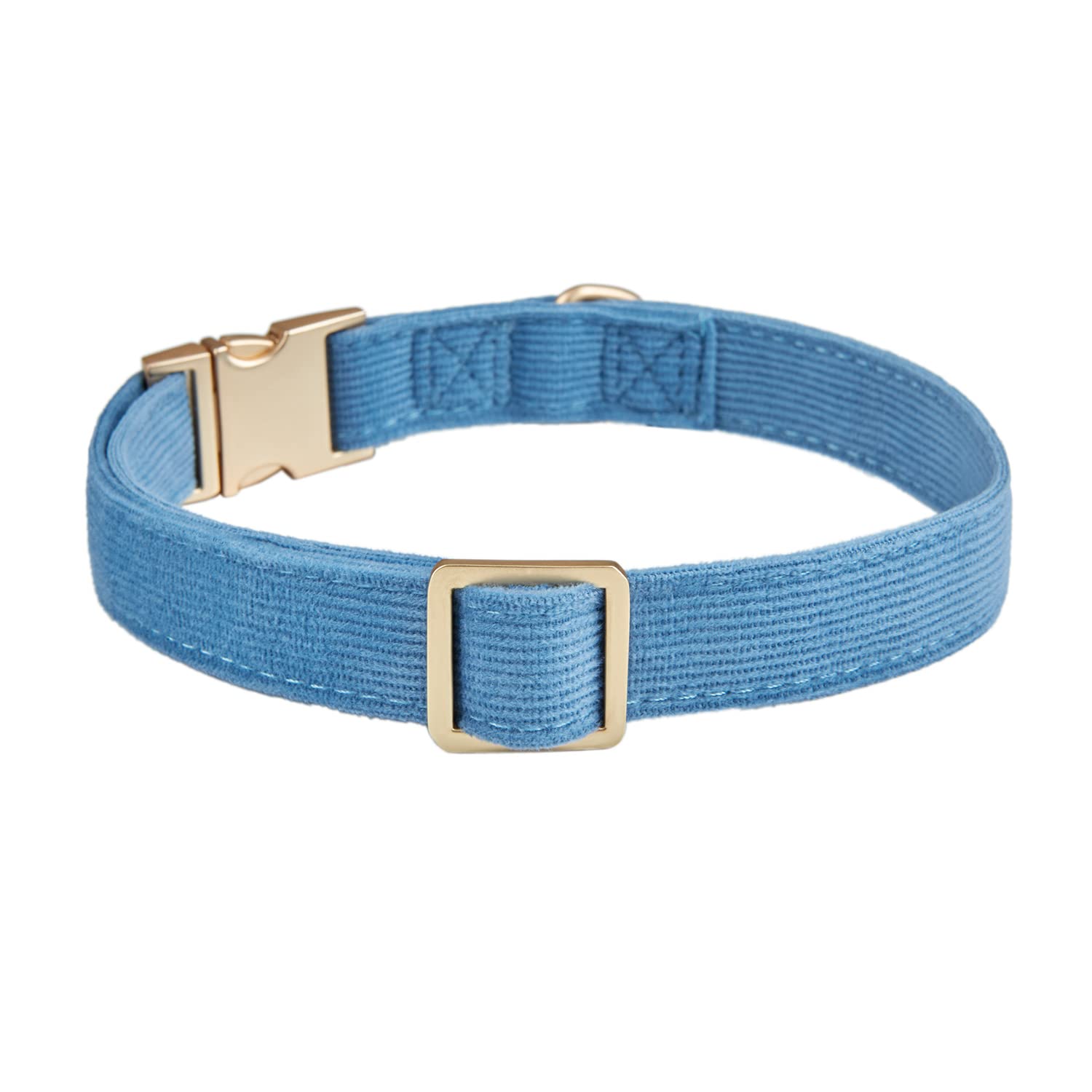 Petiry Soft Corduroy Fibric Dog Collar with High Grade Metal Buckle, for Medium Dogs.(Blue,Medium:12-19'')