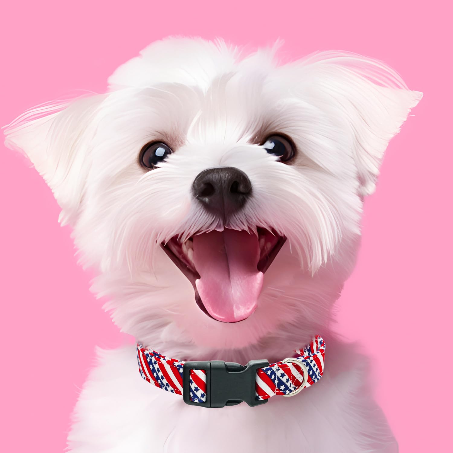 Tunkoo American Flag Dog Collar,4 Of July Cute Adjustable Patriotic Collar For Boy And Girl Dogs With Strong Plastic Buckle - Fo