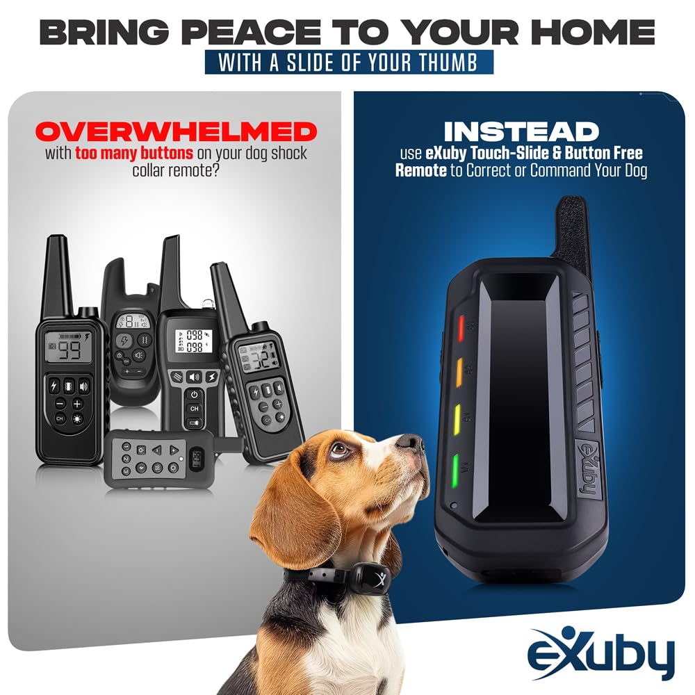 Exuby Touch-Slide Control Shock Collar For Small Dogs -Bring Peace & Quiet To Your Home Instantly W/Slide Of A Thumb -Slide To C