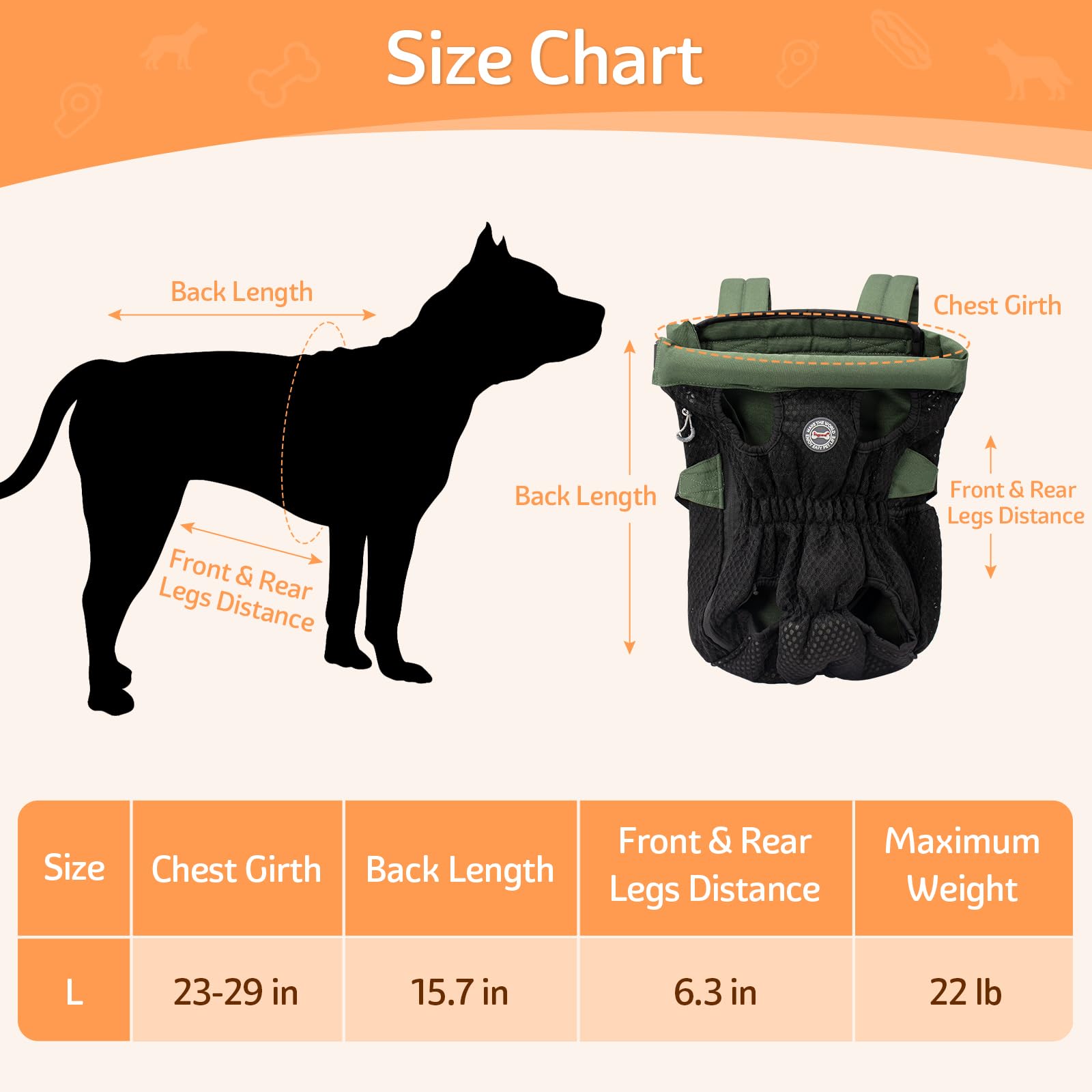 Dog Carrier Backpack, Pet Front Carrier Backpack Legs Out Dog Chest Carrier For Small Medium Dogs, Hands-Free Cat Backpack Carrier Dog Travel Backpack Airline Approved Hiking Bike Motorcycle