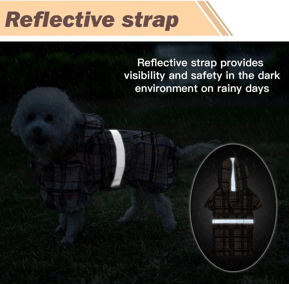 KOOLTAIL Dog Raincoat Hooded Slicker Poncho with Leash Hole, Raincoat for Small Medium Dogs, Waterproof Dog gie Rain Jacket with