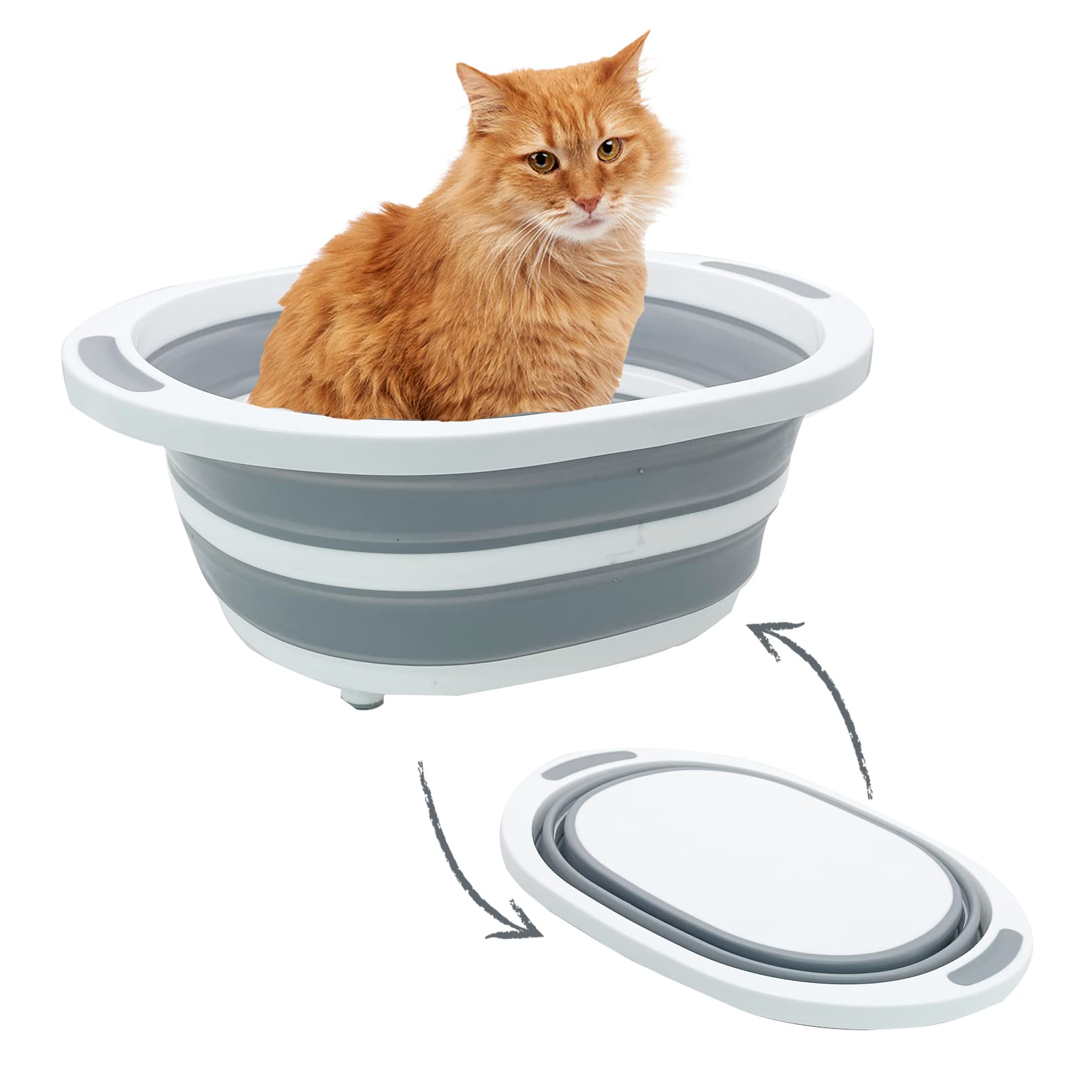 Fhiny Open Cat Litter Box, Small Litter Box for Kittens Low Entry Kitty Potty Pan Foldable Travel Toilet Waterproof for Indoor S
