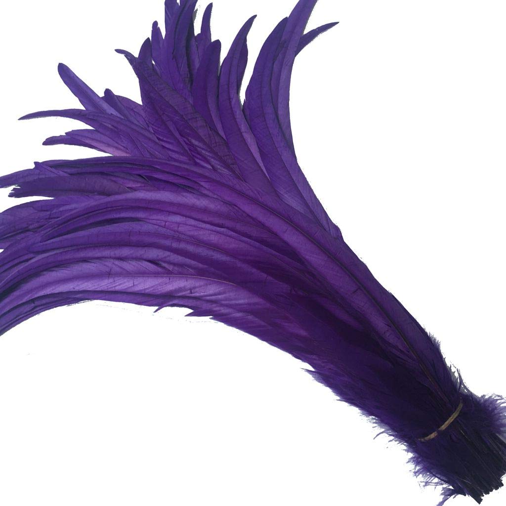 Shekyeon 12-14Inch Rooster Tail Feather Used Hats Costume Decoration Pack Of 50(Purple)