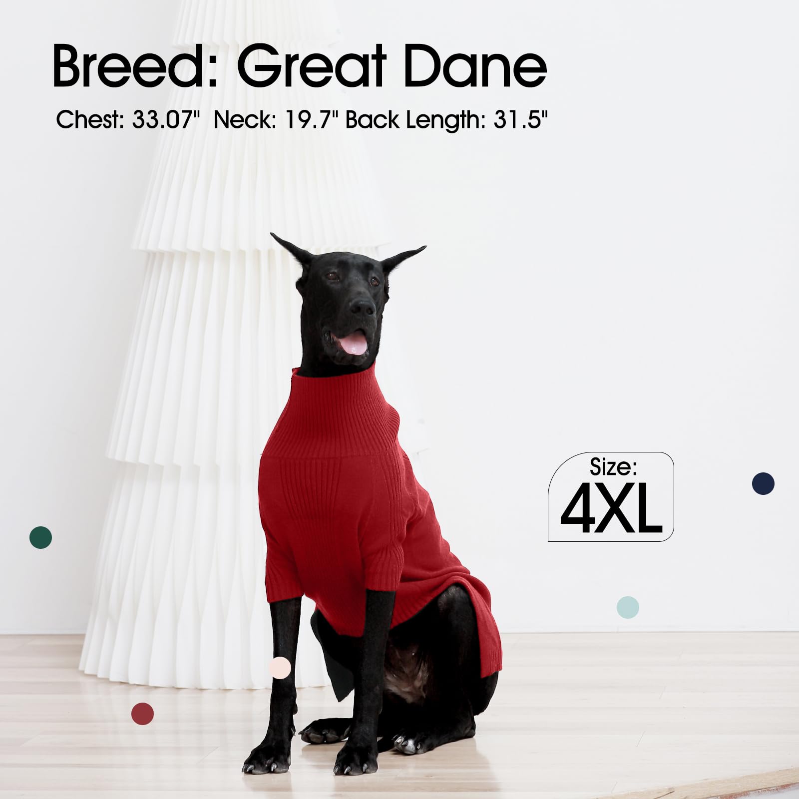 Iecoii Xxxl Dog Sweater,Christmas Dog Sweaters For Extra Large Dogs Girl Boy,Turtleneck Knitted Knitwear For Pet Dogs Wearing On Holiday Thanksgiving,Pullover Easy On Doggie Sweatshirt (Red,Xxxl)