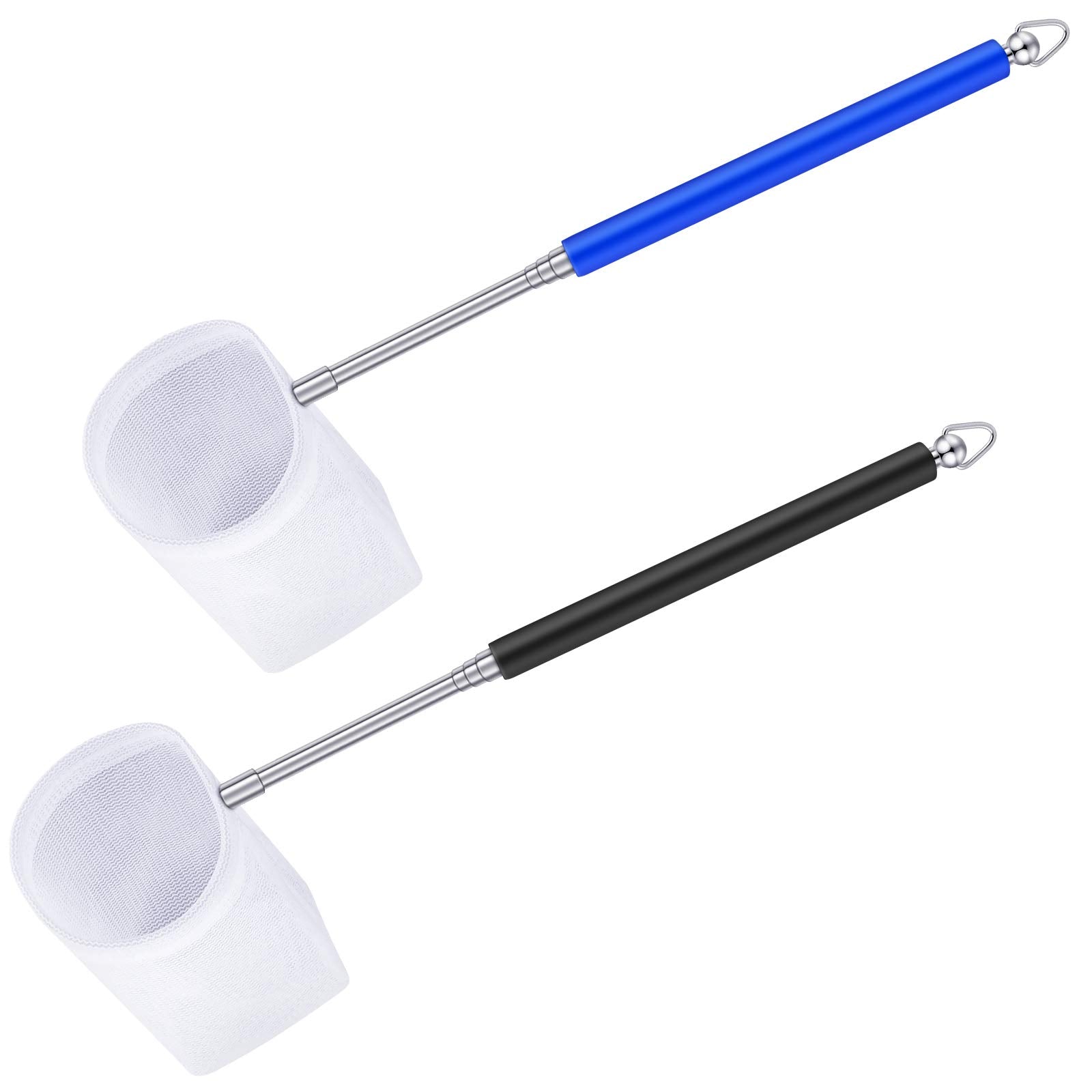 2 Pieces Fish Tank Shrimp Net Extendable Handle Shrimp, Aquarium Stainless Steel Small Fishing Net with Adjustable Handle for Po