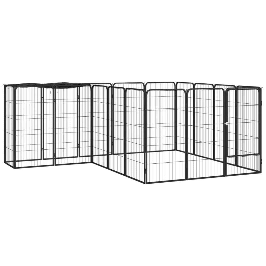 vidaXL Dog Playpen, 18-Panel Dog Cage Without Door, Puppy Exercise Playpen, Dog Wire Fence for Indoor/Outdoor, Powder-Coated Ste