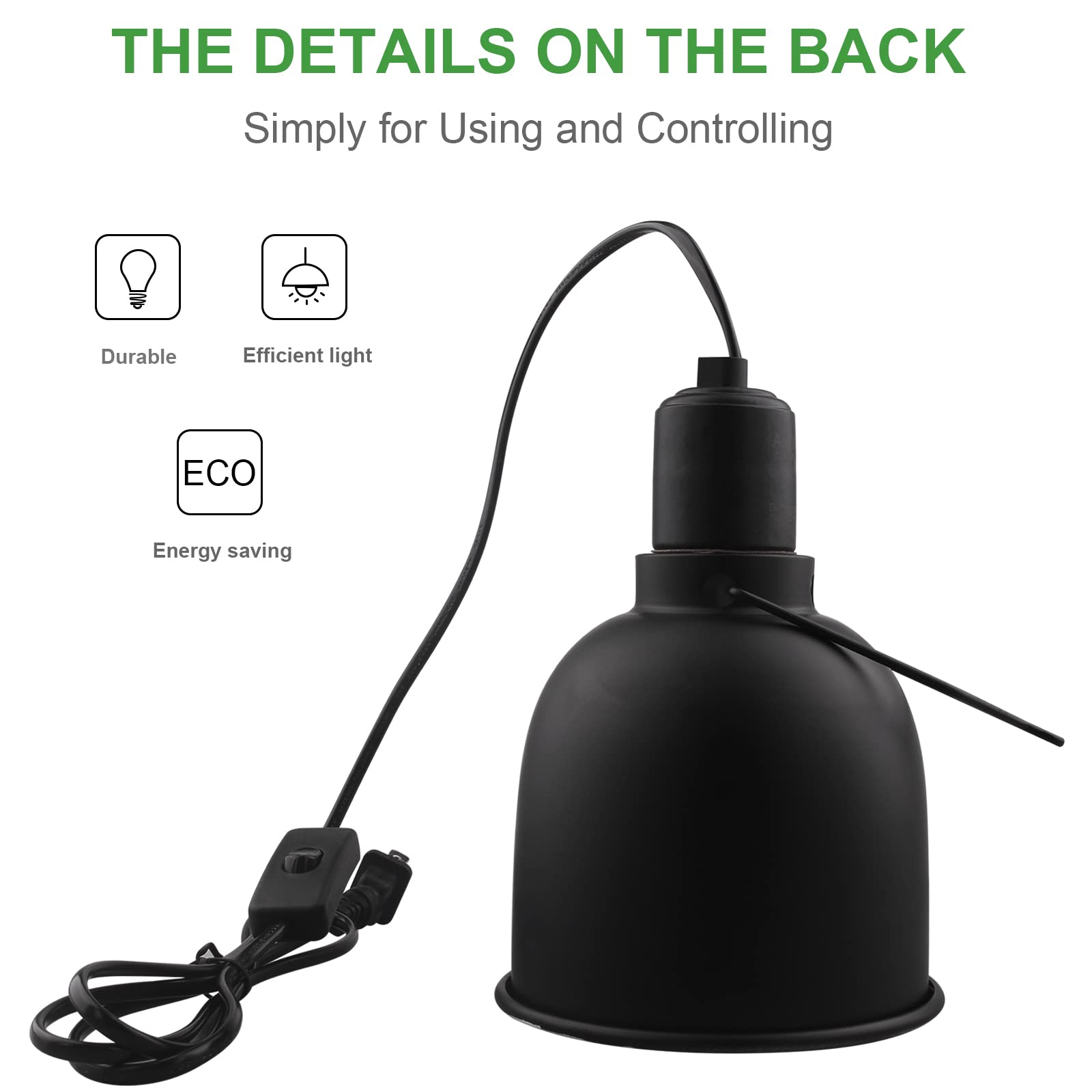 Aiicioo Reptile Light Fixture - Deep Light Dome 5.5Inch Uvb Reptile Heat Lamp Reptile Light Fixture Max 100W Tortoise Leopard Ge