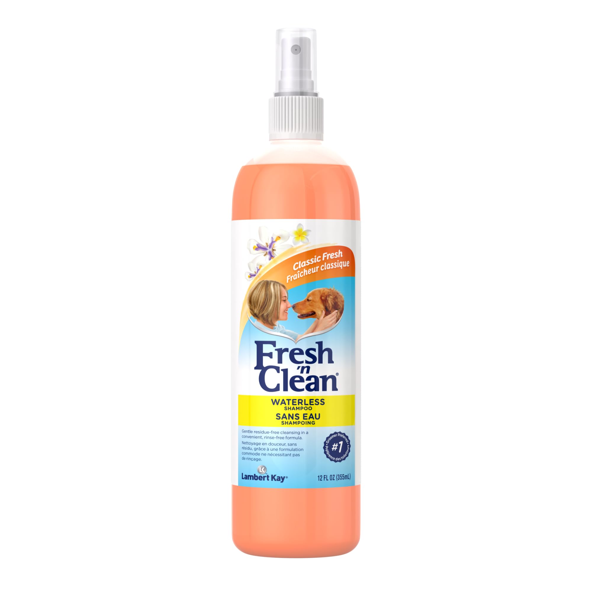Petag Fresh N Clean Waterless Shampoo, Classic Fresh Scent - 12 Oz - Rinse-Free, Anti-Tangle Spray - Gently Cleanses And Moistur