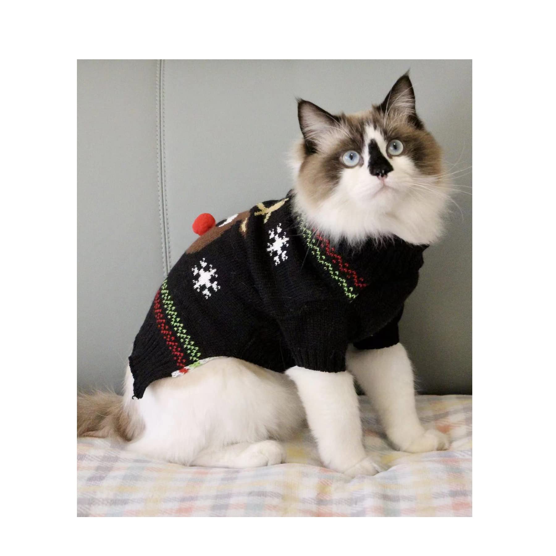 Bobibi Dog Sweater For Christmas Cartoon Reindeer Pet Cat Winter Knitwear Warm Clothes