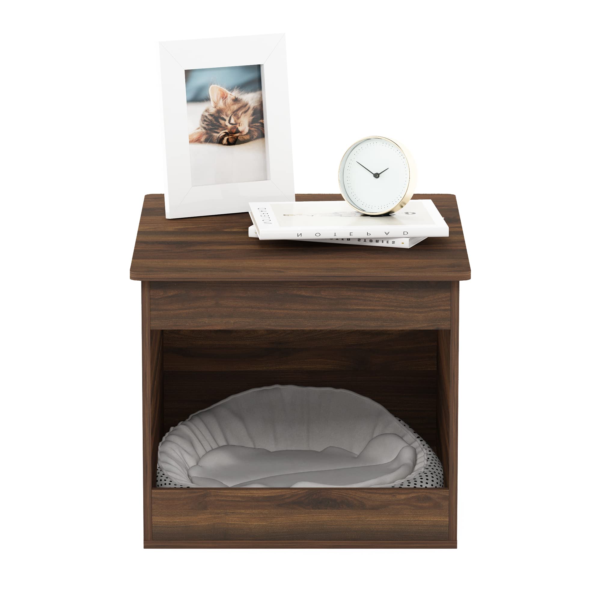 Furinno Peli Top Opening Litter Box Enclosure, Columbia Walnut