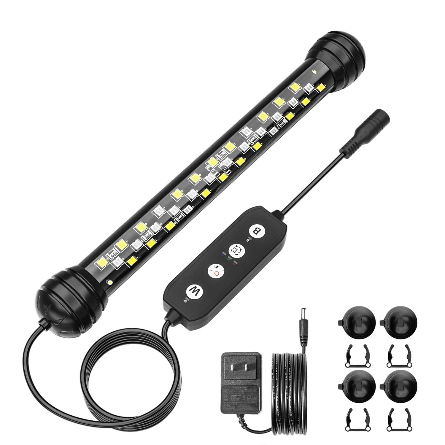 Seaoura Led Aquarium Light With Timer, Submersible Aquarium Lights For Fish Tank, Fish Tank Light With Auto On/Off, 3 Lighting Modes, Adjustable Brightness (7 Inch For 7.8-17Inch Planted Tank), 5W