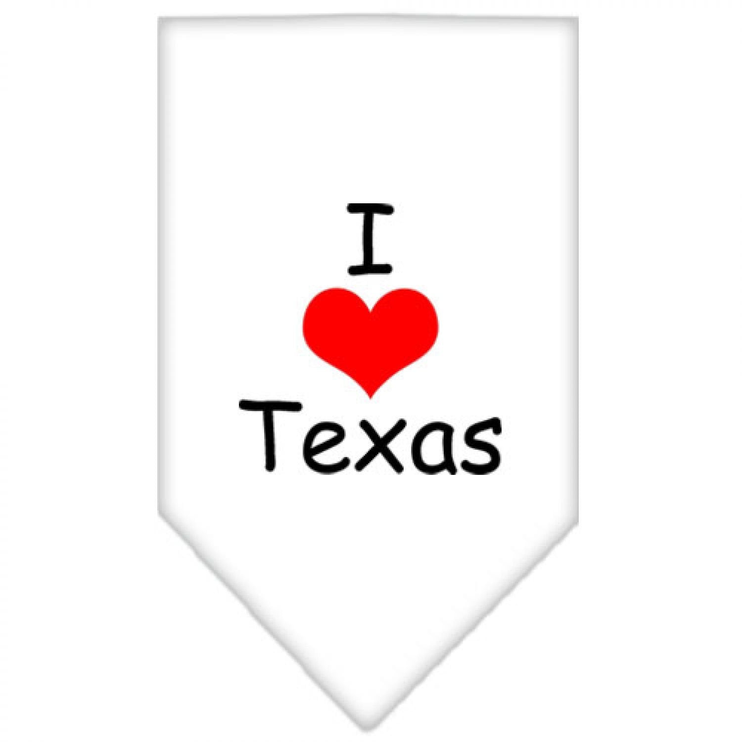 Mirage Pet Products I Heart Texas Screen Print Bandana for Pets, Large, White