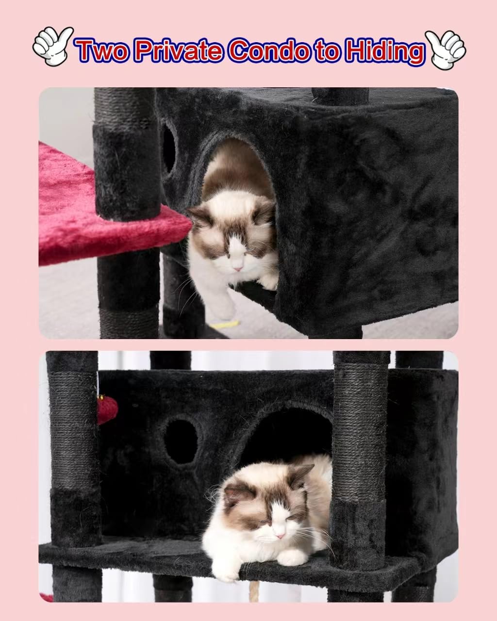 Gitelsnour Cat Tree For Indoor Cats Large Adult, 74'' Cat Tower For With 3 Big Platforms, 2 Baskets, 2 Condos, Multi-Level Cat S