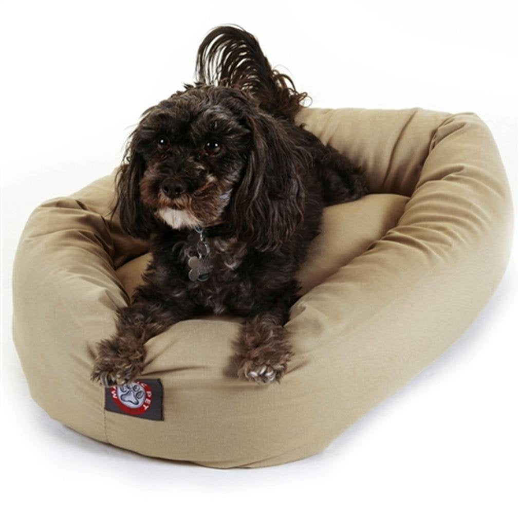 Majestic Pet 24 Inch Bagel Calming Dog Bed Washable - Cozy Soft Round Dog Bed with Spine Support for Dogs to Rest their Head - F