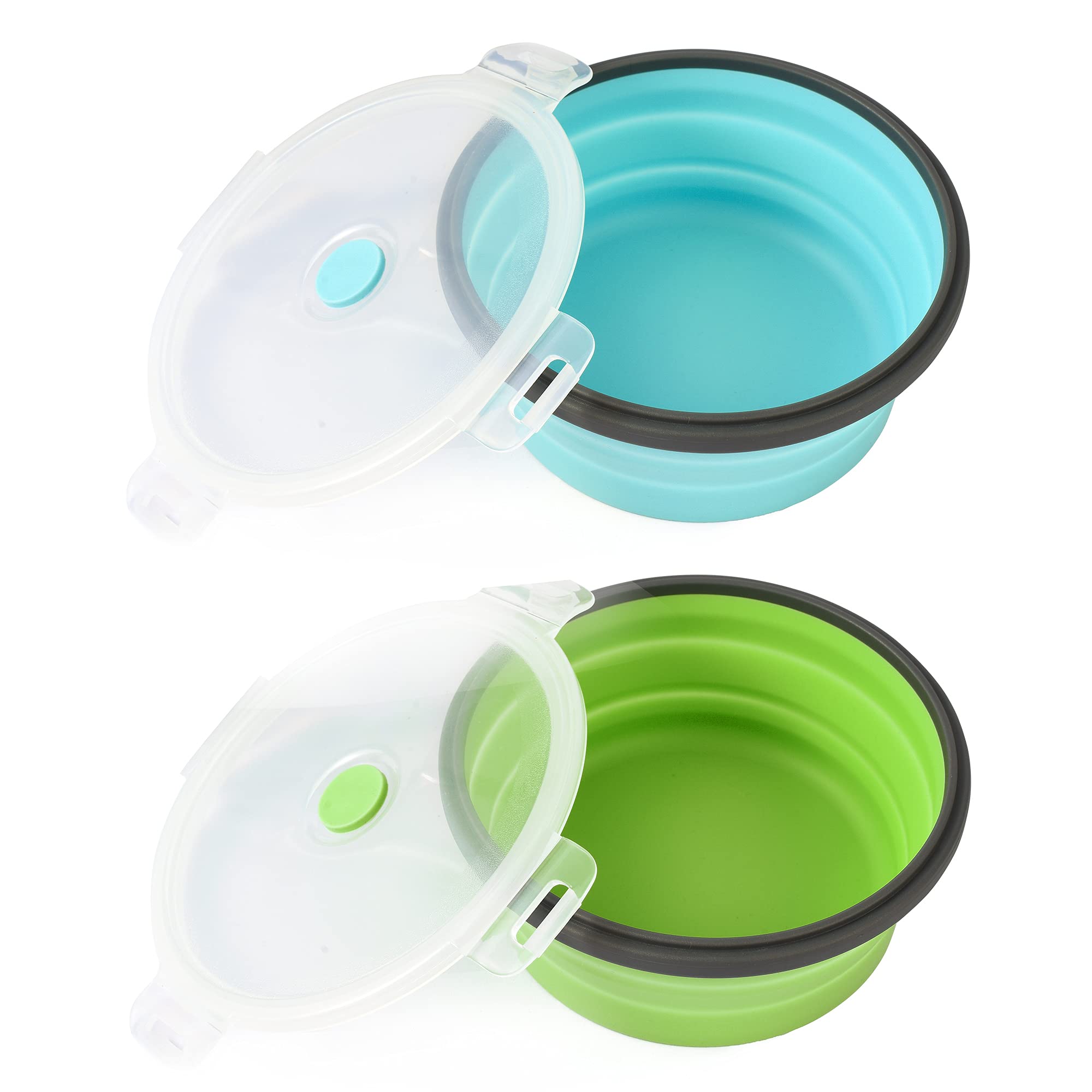 Collapsible Dog Bowls with Lids, 2 Pack Travel Dog Bowls for Small Size Dogs, Silicone Portable Dog Food Bowls Water Cup Cat Bow