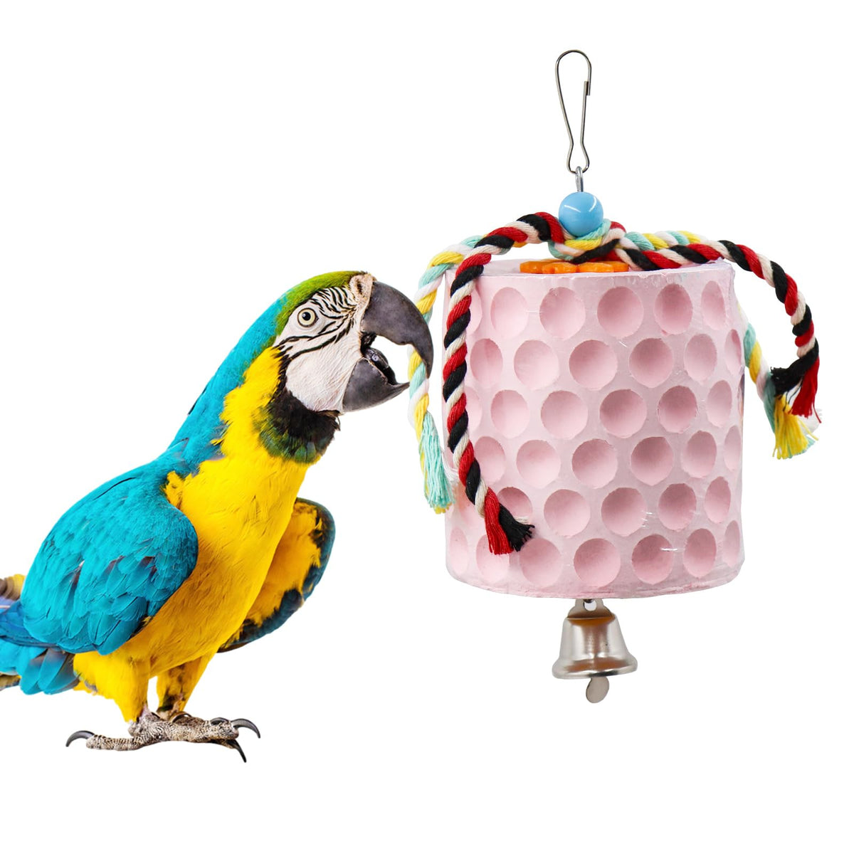 Extra Large Bird Chewing Toy, Parrot Beak Grinding Calcium Stone With Bells, Bird Cage Accessories, Cage Toys For Cockatiel Para