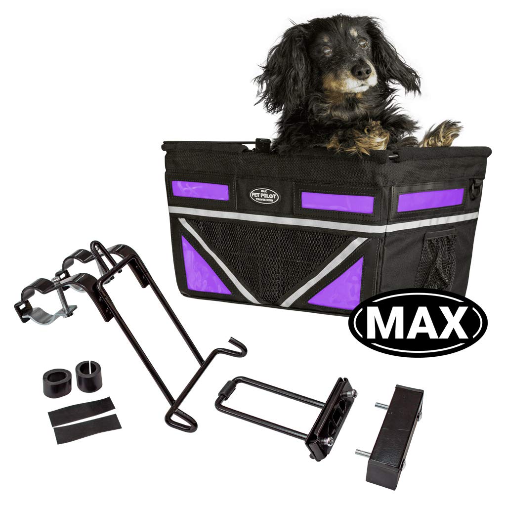 Travelin K9 Pet-Pilot Max Dog Bicycle Basket Carrier | 8 Color Options For Your Bike (Purple)