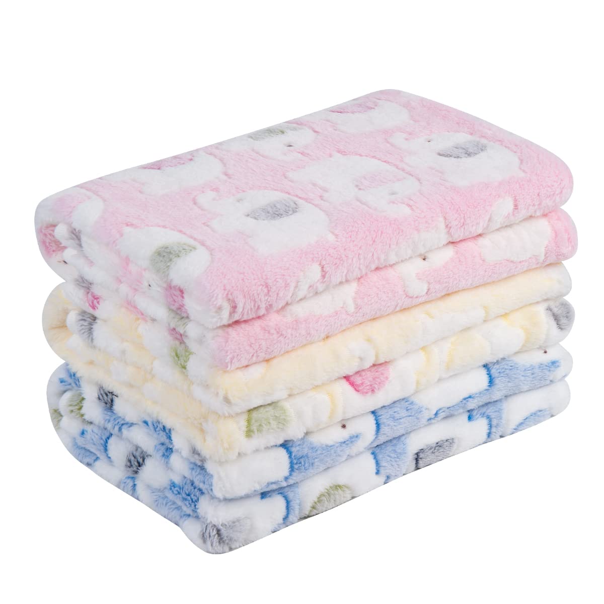Pet Soft 1 Pack 3 Blankets Pet Blankets For Large Dogs, Fluffy Cats Dogs Blankets For Small Medium & Large Dogs, Cute Print Pet Throw Puppy Blankets 3 Pack (Elephant, 3M)
