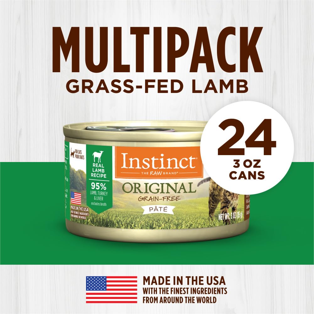Instinct Original Grain Free Real Lamb Recipe Natural Wet Canned Cat Food by Natures Variety, 3 oz. Cans (Case of 24)