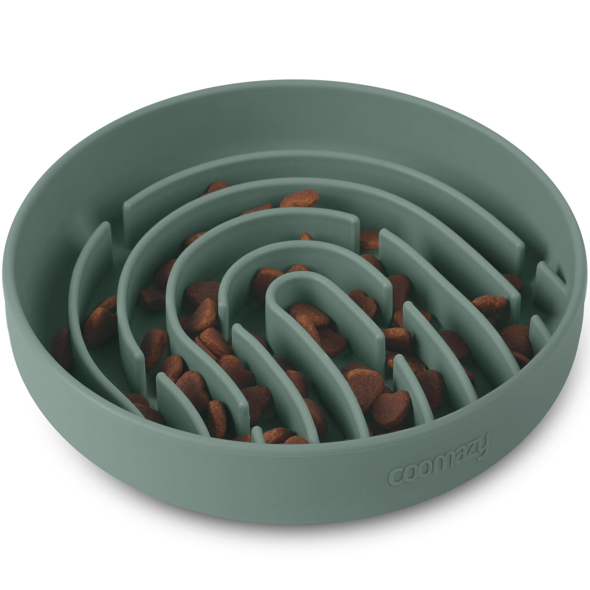 Coomazy Large Silicone Slow Feeder Dog Bowls, Interactive Puzzle Toy For Pets Food Training, Keeps Dogs Busy, Prevents Puppy Overeating (Dark Green, Large: 3.2Cup)