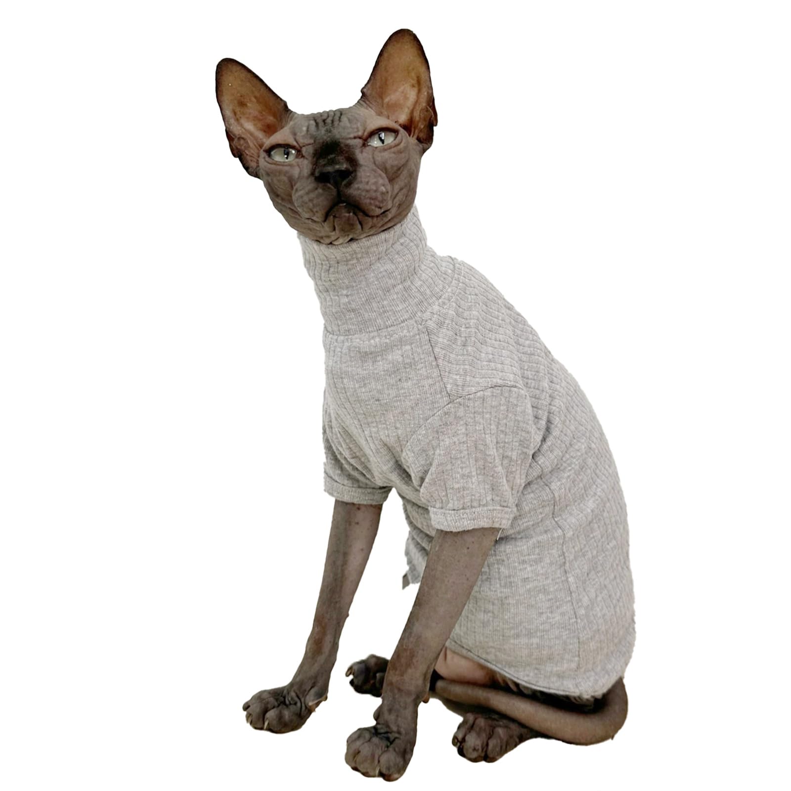 Sphynx Hairless Cats Shirt Cotton Cat Turtleneck Sweater Pullover Kitten T-Shirts With Sleeves Cat Pajamas Jumpsuit For Sphynx C