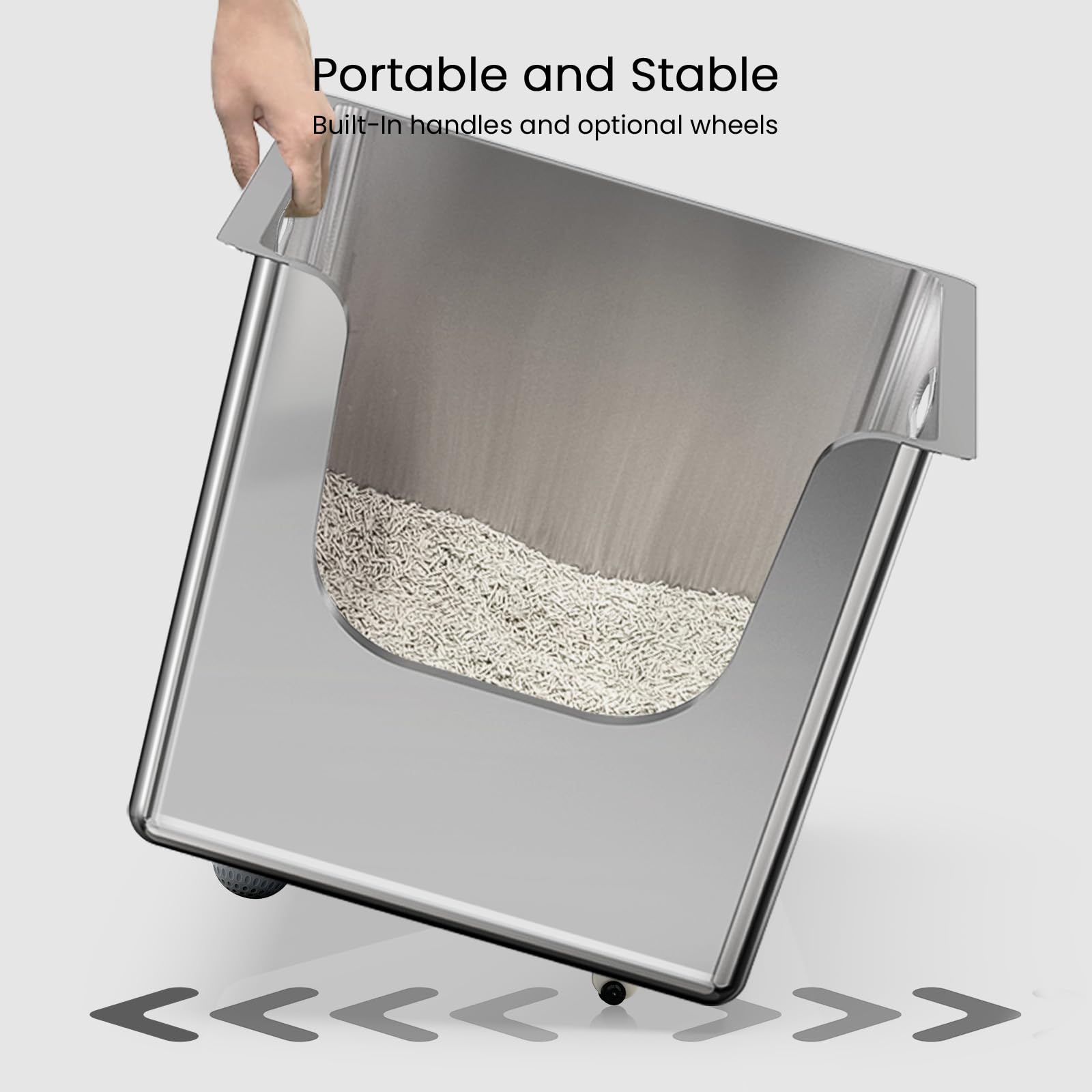 Stainless Steel Litter Box 13.8'' High Sides, Xl Metal Cat Litter Box With 4.7'' Curved Low Entry, Cat Litter Pan For Big & Mult