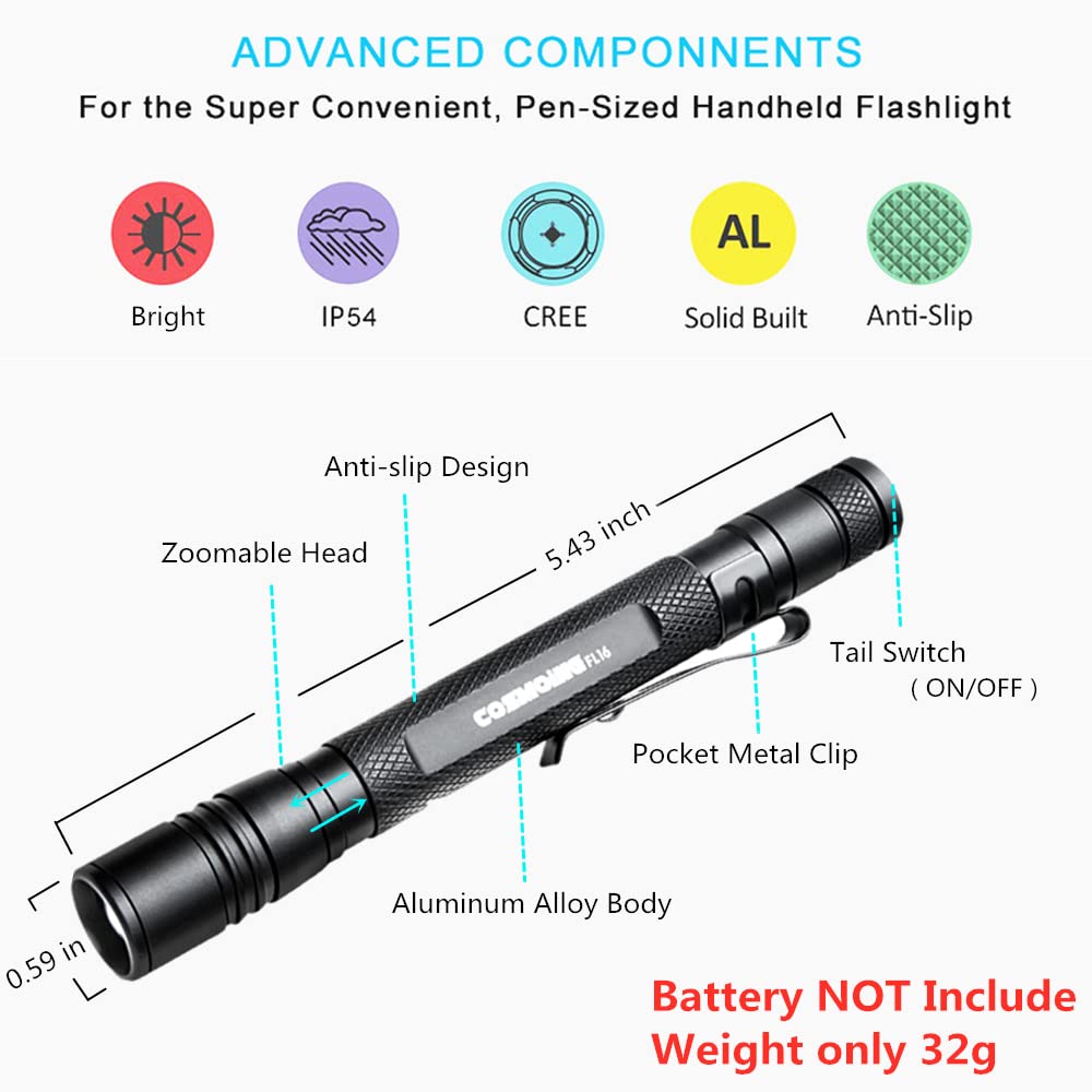 COSMOING UV Flashlight LED 395nm Blacklight, Zoomable Pen Flashlight IP54 Waterproof Detector for Pet Urine, Cat Dog Stains, Bed